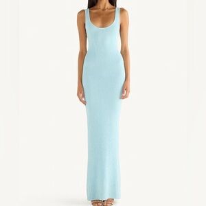Ana Dress - Baia Blue Sequin, Asta Resort, Elegant Blue Sleeveless Maxi Dress